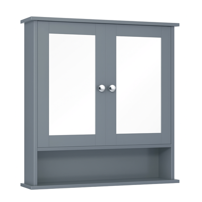 Wall Mounted Bathroom Cabinet with Double Mirrors and 3 Level Storage