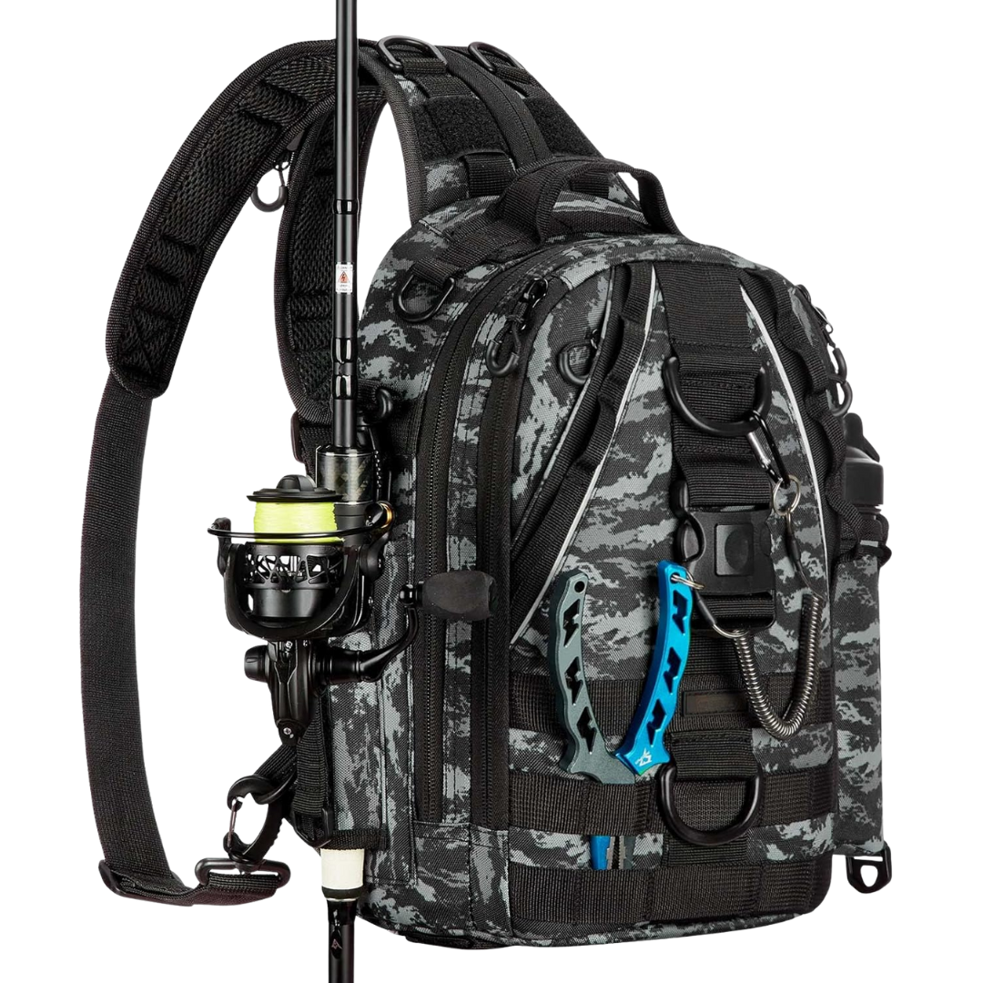 Water-Resistant Fishing Backpack with Rod Holder & Gear Storage