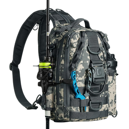 Water-Resistant Fishing Backpack with Rod Holder & Gear Storage